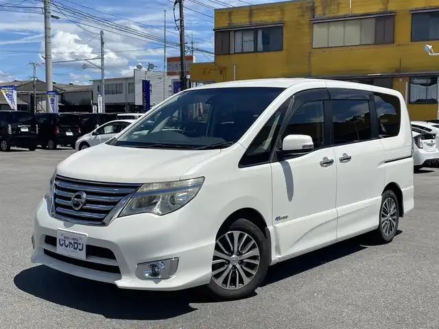 日産 セレナ ハイウェイスター Sハイブリッド 佐賀県 2014(平26)年 9.4万km ブリリアントホワイトパール CVT交換済、フリップダウンモニター、衝突軽減ブレーキ、車線逸脱警報、タイヤ2023グッドイヤー