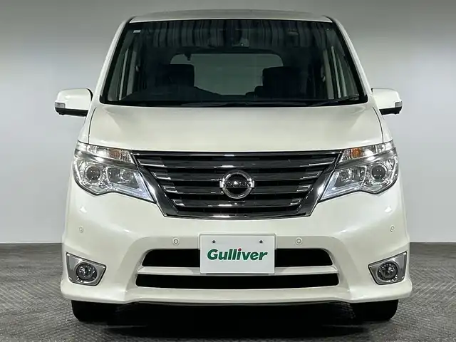 日産 セレナ HWS S HV Vセレ +Sefty Aセーフ 神奈川県 2015(平27)年 7.4万km ブリリアントホワイトパール 純正8インチSDナビ　【MM514D-L】/-CD/DVD/Bluetooth/SD/フルセグTV/アラウンドビューモニター/フリップダウンモニター/両側パワースライドドア　/エマージェンシーブレーキ　/車線警報　/踏み間違い衝突防止アシスト　/ふらつき警報　/クルーズコントロール　/LEDヘッドライト　/フォグランプ　/ビルトインETC