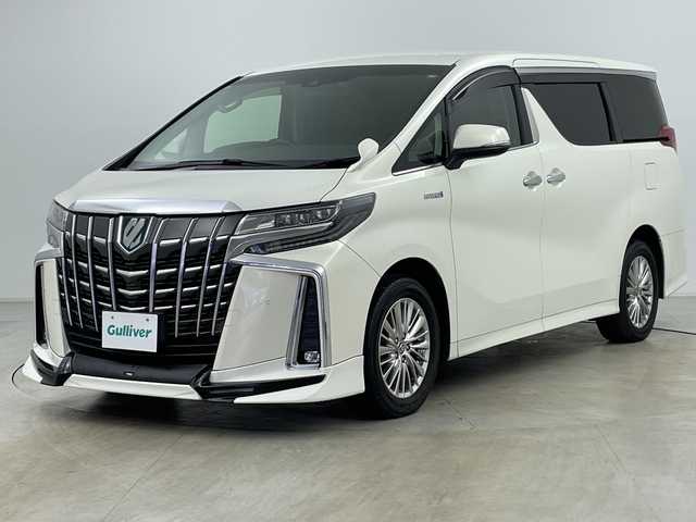 トヨタ アルファードハイブリット SR 道央・札幌 2019(令1)年 5.9万km ラグジュアリーホワイトパールクリスタルシャインガラスフレーク ・4WD/・純正ナビ&CD&DVD&BT&TV&SD/・両側パワースライドドア/・バックカメラ/・フリップダウンモニター/・トヨタセーフティセンス/・レーダークルーズコントロール/・クリアランスソナー/・前席パワーシート/・D席メモリシート/・前席エアシート/・レザーシート/・純正ドライブレコーダー/・ビルトイン2.0/・AC100V/・ステアリングスイッチ/・TRDフロントエアロ/・LEDヘッドライト/・オートライト/・オートマチックハイビーム/・スマートキー