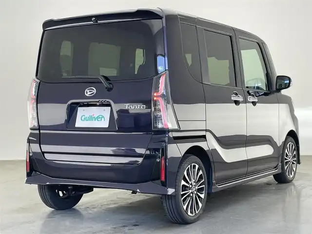 ダイハツ タント カスタム RS 愛知県 2022(令4)年 1.8万km クールバイオレットクリスタルシャイン 純正９型ディスプレイ　フルセグＴＶ　ＨＤＭＩ　カープレイ対応　ハーフレザー　シートヒーター　バックカメラ　両側パワースライドドア　スマアシIII　衝突軽減　コーナーセンサー　ＬＥＤライト　フォグランプ　オートハイビーム　車線逸脱　電動パーキングブレーキ　禁煙車