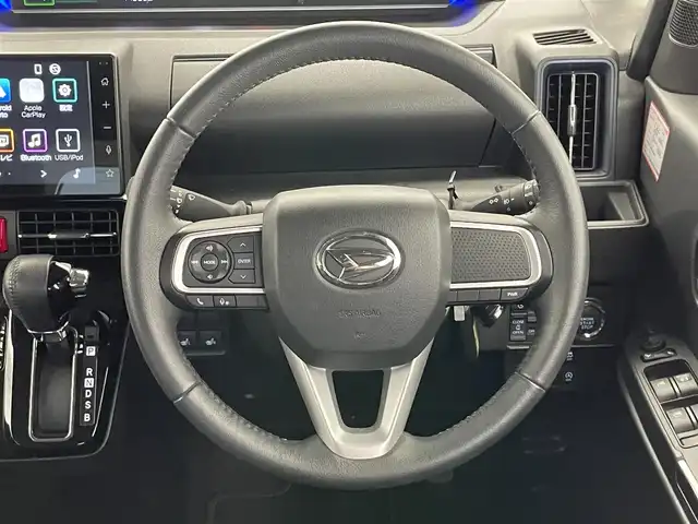 ダイハツ タント カスタム RS 愛知県 2022(令4)年 1.8万km クールバイオレットクリスタルシャイン 純正９型ディスプレイ　フルセグＴＶ　ＨＤＭＩ　カープレイ対応　ハーフレザー　シートヒーター　バックカメラ　両側パワースライドドア　スマアシIII　衝突軽減　コーナーセンサー　ＬＥＤライト　フォグランプ　オートハイビーム　車線逸脱　電動パーキングブレーキ　禁煙車