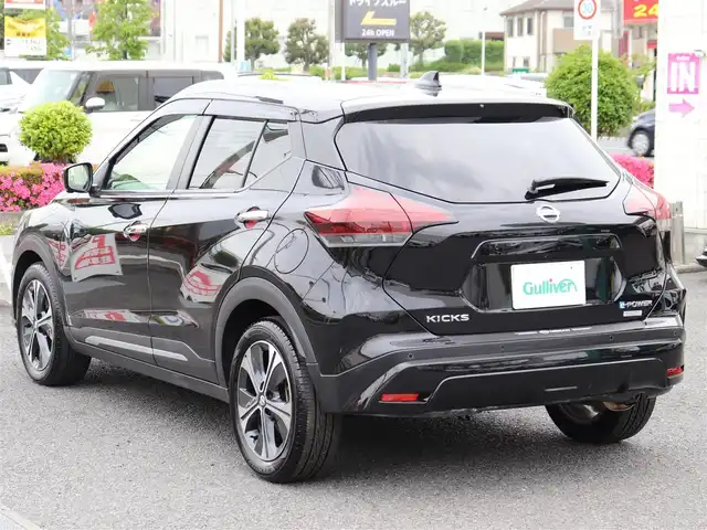 日産 キックス X 神奈川県 2021(令3)年 3.8万km ピュアブラック ワンオーナー/純正メモリナビ/フルセグテレビ/アダプティブクルーズコントロール/ドアバイザー/プッシュスタート/ETC/LEDヘッドライト/保証書/取説、ナビ説/スペアスマートキー/記録簿（R6）