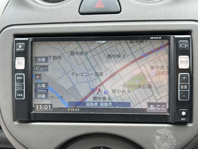 日産 マーチ 12X 福島県 2010(平22)年 7.3万km バーニングレッド 純正ナビ/(TV&BT&DVD.CD&AM.FM)/現状ナビ＆ワンセグ使用できます/ＥＴＣ/社外15inアルミホイール/ハロゲンライト/電動格納ミラー/スマートキー/プッシュスタート/Ｗエアバッグ/エンジンスターター/ＡＢＳ/ドアバイザー/純正フロアマット/保証書/取扱説明書