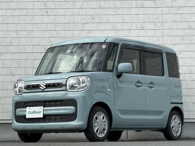 スズキ スペーシア HYBRID G 岩手県 2020(令2)年 3.2万km オフブルーM 禁煙車/ワンオーナー/4WD/社外エンジンスターター/運転席側シートヒーター/デュアルセンサーブレーキサポート/衝突軽減システム/リアコーナーセンサー/レーンキープアシスト/横滑り防止装置/カロッツェリア1DINオーディオ/→Bluetooth/CD/FM/AM/AUX/USB/オートライト/〇プッシュスタート/〇電動格納ミラー/〇ドアバイザー/〇フロアマット/〇シガーソケット/スマートキー/スペアキー/冬タイヤ社外アルミホイール車載/→6mm×4本