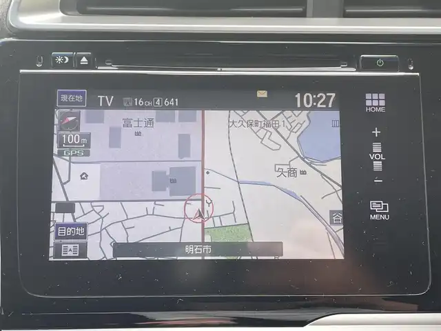 ホンダ フィット ハイブリット Fパッケージ 兵庫県 2013(平25)年 6.9万km ビビットスカイブルーP 純正インターナビ/・ワンセグ/・Bluetooth/・AM/FM/・CD/バックカメラ/ビルトインETC/ステアリングスイッチ/LEDドアミラーウインカー/アームレスト付センターコンソールボックス/VSA（ABS＋TCS＋横すべり抑制）/エマージェンシーストップシグナル/ヒルスタートアシスト機能/エコアシスト（ECONモード、コーチング機能、ティーチング機能）/Sモードスイッチ/Hondaスマートキーシステム