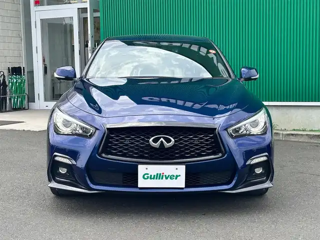 日産 スカイライン ハイブリッド 350GT Type SP 宮城県 2018(平30)年 6.4万km オーロラフレアブルーパール 前方衝突予測警報/後側方衝突防止支援システム/後側方車両検知警報/ハイビームアシスト/アクティブAFS/車間距離維持支援システム/インテリジェントクルーズコントロール/インテリジェントエマージェンシーブレーキ/車線逸脱防止支援システム/車線逸脱警報/インテリジェントアラウンドビューモニター/コーナーセンサー/ダイレクトアダプティブステアリング/アクティブレーンコントロール/純正ナビ/・CD/DVD/・Bluetooth/・フルセグTV/・USB端子/ビルトインETC/ドライブレコーダー/GPSレーダー探知機（AR-333）/レザーシート/シートヒーター/パワーシート/革巻きステアリング/パドルシフト/ステアリングスイッチ/LEDヘッドランプ/フォグランプ/オートライト/スマートキー＆プッシュスタート/エンジンスターター/電動格納ミラー/社外19インチAW（ADVAN Raing）/純正フロアマット/W/サイド/カーテンエアバッグ