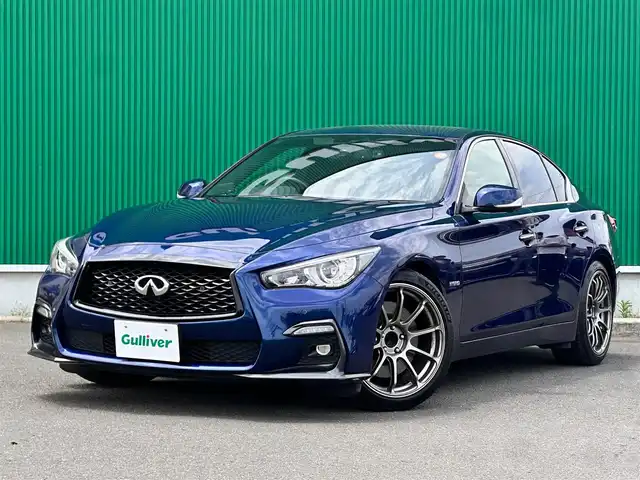 日産 スカイライン ハイブリッド 350GT Type SP 宮城県 2018(平30)年 6.4万km オーロラフレアブルーパール 前方衝突予測警報/後側方衝突防止支援システム/後側方車両検知警報/ハイビームアシスト/アクティブAFS/車間距離維持支援システム/インテリジェントクルーズコントロール/インテリジェントエマージェンシーブレーキ/車線逸脱防止支援システム/車線逸脱警報/インテリジェントアラウンドビューモニター/コーナーセンサー/ダイレクトアダプティブステアリング/アクティブレーンコントロール/純正ナビ/・CD/DVD/・Bluetooth/・フルセグTV/・USB端子/ビルトインETC/ドライブレコーダー/GPSレーダー探知機（AR-333）/レザーシート/シートヒーター/パワーシート/革巻きステアリング/パドルシフト/ステアリングスイッチ/LEDヘッドランプ/フォグランプ/オートライト/スマートキー＆プッシュスタート/エンジンスターター/電動格納ミラー/社外19インチAW（ADVAN Raing）/純正フロアマット/W/サイド/カーテンエアバッグ