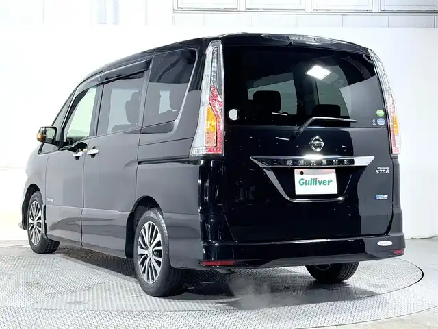 日産 セレナ ハイウェイスター Sハイブリッド 大阪府 2014(平26)年 4.7万km ダイヤモンドブラック 純正8incナビV バックカメラ フリップダウンモニター 両側パワースライドドア クルーズコントロール 衝突軽減ブレーキ レーンアシスト スマートキー プッシュスタート オートライト LEDヘッドライト ワンオーナー