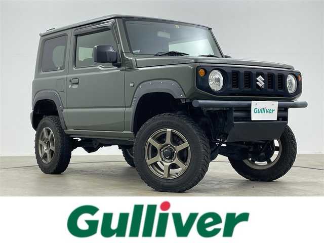 スズキ ジムニー XL 岡山県 2019(令1)年 3.9万km ジャングルグリーン ディスプレイオーディオ/Carplay/HDMI/Bluetooth/4WD/社外16inアルミホイール+サマータイヤ：装着/LEDヘッドライト/シートヒーター/横滑り防止機能/スマートキー/プッシュスタート/純正フロアマット/オーバーフェンダー