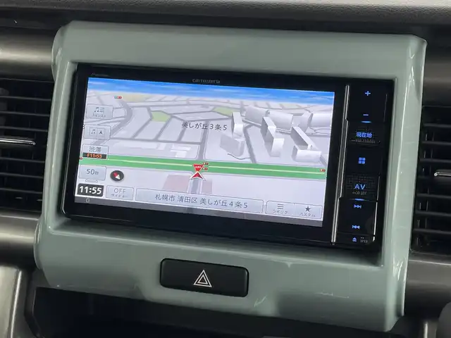 スズキ ハスラー タフワイルド 道央・札幌 2019(令1)年 6.3万km オフブルーメタリック/ブラック 2トーン ・４WD/・社外ナビ/　CD/DVD/SD/BT/フルセグ/・バックカメラ/・衝突軽減ブレーキ/・レーンキープアシスト/・ダウンヒルアシストコントロール/・グリップコントロール/・ハーフレザーシート/・前席シートヒーター/・LEDヘッドライト/・フォグライト/・オートライト/・プッシュスタート/・スマートキー/・純正フロアマット/・ドアバイザー