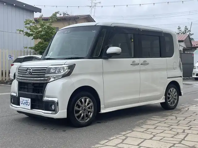 ダイハツ タント カスタム X トップED SA Ⅲ 秋田県 2018(平30)年 12.2万km パールホワイトⅢ (株)IDOMが運営する【じしゃロン秋田店】の自社ローン対象車両になります。こちらは現金またはオートローンご利用時の価格です。自社ローンご希望の方は別途その旨お申付け下さい/４WD/社外ナビ（CD・DVD・BT接続可）/フルセグテレビ/バックカメラ/片側パワースライドドア/コーナーセンサー/シートヒーター（D席）/LEDヘッドライト