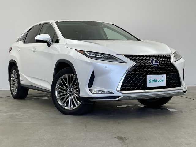 レクサス ＲＸ 450h バージョンL 新潟県 2020(令2)年 3.7万km ソニッククォーツ 純正ナビ/（Bluetooth/フルセグテレビ/CD）/アラウンドビューモニター/赤茶革シート/前席パワーシート/前席シートヒーター・エアシート/後席シートヒーター/ステアリングヒーター/電動格納セカンドシート/ヘッドアップディスプレイ/パワーバックドア/前後ドライブレコーダー/サンルーフ/三眼LEDライト/オートライト/オートハイビーム/レーダークルーズコントロール/レーンキープアシスト/コーナーセンサー/スマートキー/スペアキー/カードキー/パドルシフト
