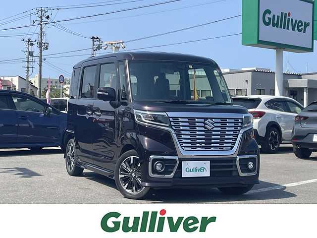 スズキ スペーシア カスタム HYBRID XS ターボ 青森県 2018(平30)年 7.4万km ムーンライトバイオレットPM ４WD/純正オプションナビ/フルセグTV/CD/DVD/BT/全方位/バックカメラ/前席シートヒーター/アイドリングオフ/車線逸脱システム/横滑り防止装置/衝突被害軽減システム/コーナーセンサー/クルーズコントロール/パドルシフト/オートライト/純正フロアマット