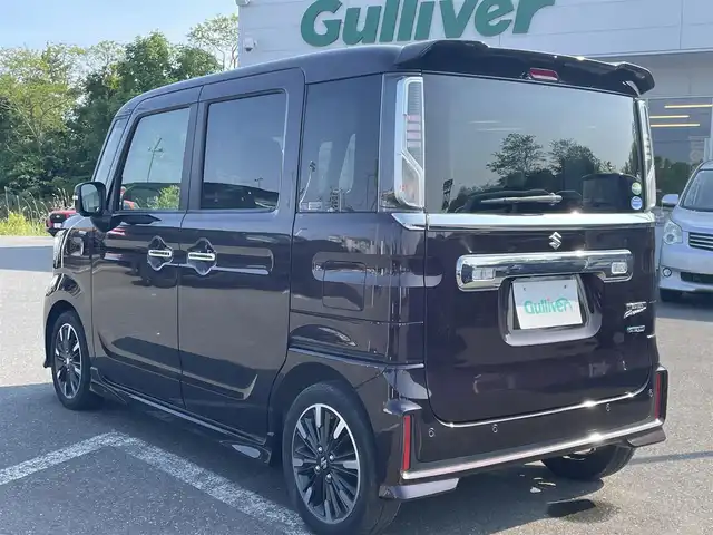 スズキ スペーシア カスタム HYBRID XS ターボ 青森県 2018(平30)年 7.4万km ムーンライトバイオレットPM ４WD/純正オプションナビ/フルセグTV/CD/DVD/BT/全方位/バックカメラ/前席シートヒーター/アイドリングオフ/車線逸脱システム/横滑り防止装置/衝突被害軽減システム/コーナーセンサー/クルーズコントロール/パドルシフト/オートライト/純正フロアマット