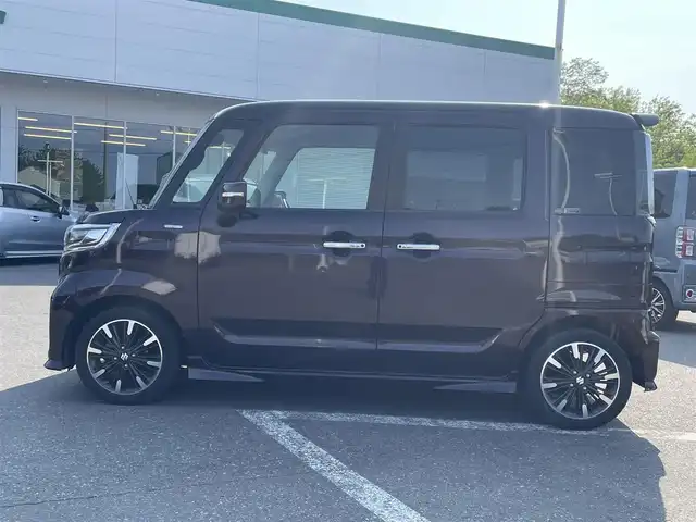 スズキ スペーシア カスタム HYBRID XS ターボ 青森県 2018(平30)年 7.4万km ムーンライトバイオレットPM ４WD/純正オプションナビ/フルセグTV/CD/DVD/BT/全方位/バックカメラ/前席シートヒーター/アイドリングオフ/車線逸脱システム/横滑り防止装置/衝突被害軽減システム/コーナーセンサー/クルーズコントロール/パドルシフト/オートライト/純正フロアマット