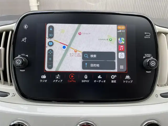 フィアット ５００ ツインエア ポップ 香川県 2020(令2)年 3.6万km ボサノバホワイト 純正ディスプレイオーディオ/CarPlay/USB/Bluetooth/ETC/アイドリングストップ/革巻きステアリング/ステアリングスイッチ/キーレス/保証書/取扱説明書