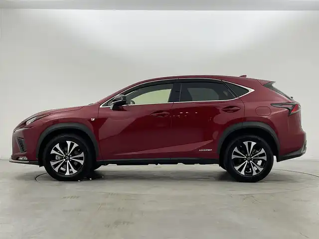 レクサス ＮＸ 300h Fスポーツ 群馬県 2020(令2)年 3万km レッドマイカクリスタルシャイン 三眼フルLEDヘッドランプ（ロー・ハイビーム）/　　　＋アダプティブハイビームシステム[AHS]/　　　＋ヘッドランプクリーナー/純正メーカーナビ　10.3インチワイドディスプレイ/・CD/DVD/Bluray/SD(MSV)/USB/Bluetooth//Miracast/＝＝＝＝＝/三眼ＬＥＤヘッドライト　純正メーカーナビ　パノラミックモニター　黒本革シート　パワーシート　　シートベンチレーション　レクサスセーフティシステムプラス　追従クルコン　パワーバックドア　純正ＡＷ　禁煙車