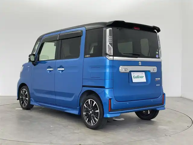 スズキ スペーシア カスタム HYBRID XS 富山県 2018(平30)年 3.4万km ブリスクブルーメタリック/ブラック2トーンルーフ 社外ナビ/ワンセグTV/CD/FM/AM/両側パワースライドドア /ハーフレザー /シートヒーター /LEDヘッドライト/オートライト/フロアマット/ドアバイザー/コーナーセンサー/衝突被害軽減ブレーキ/レーンキープアシスト/純正15インチアルミ/スマートキー/スペアキー/プッシュスタート