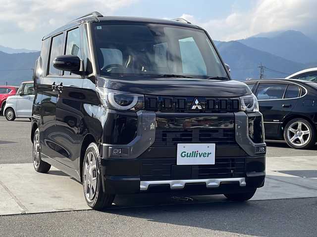 三菱 デリカミニ G 山梨県 2024(令6)年 0.3万km アメジストブラック 純正9インチナビ/ＤＶＤ再生/バックカメラ/フルセグ/両側電動スライドドア/ワンオーナー/ルーフレール/アイドリングストップ/衝突軽減装置/オートライト/オートエアコン/クリアランスソナー/スマートキー/プッシュスタート/純正フロアマット/パワーウインドウ