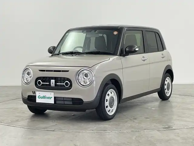 スズキ ラパン ＬＣ X 群馬県 2025(令7)年 0.1千km フォーンベージュメタリック/アーバンブラウン 2トーン 届出済未使用車　純正ディスプレイオーディオ　バックカメラ　シートヒーター　衝突被害軽減ブレーキ　レーンアシスト　オートハイビーム　ＬＥＤヘッドライト　ハーフレザーシート　スマートキー　禁煙車