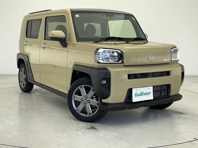ダイハツ タフト G ターボ 千葉県 2021(令3)年 2万km サンドベージュメタリック 衝突軽減ブレーキ/レーンキープアシスト/レーダークルーズコントロール/純正SDナビ/（フルセグ/Bluetooth/DVD/CD/FM/AM）/バックカメラ/ETC/ドライブレコーダー（前のみ）/ガラスルーフ/スマートキー/LEDヘッドライト/電動格納ミラー/純正フロアマット/Wエアバッグ