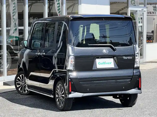 ダイハツ タント カスタム RS 山口県 2025(令7)年 0.3万km ブラックマイカメタリック 純正9インチディスプレイオーディオ/BluetoothAudio/カープレイ対応/フルセグTV＆バックカメラ/LEDオートライト/LEDフォグ/両側パワースライドドア/フロントシートヒーター/スマートキー/スマートアシスト