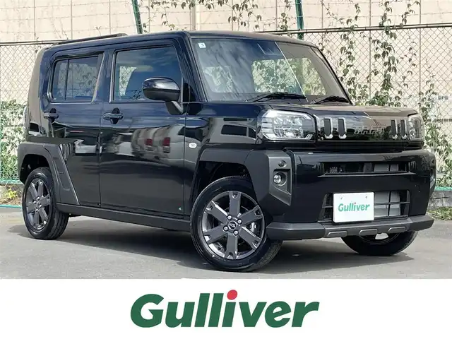 ダイハツ タフト G ダーククロムベンチャー 東京都 2025(令7)年 0.1千km ブラックマイカメタリック 届出済未使用車/登録時走行8km/ガラスルーフ/シートヒーター前席/アイドリングストップ/スマートアシスト/衝突警報機能/衝突回避支援ブレーキ機能/ブレーキ制御付誤発進抑制機能/車線逸脱警報機能/路外逸脱警報機能/ふらつき警報/先行車発進お知らせ機能/標識認識機能/全車速追従機能付オートクルーズコントロール/レーンキープコントロール/オートハイビーム/アダプティブドライビングビーム/電動パーキングブレーキ/オートブレーキホールド/LEDヘッドライト/フォグライト