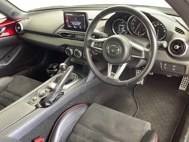 マツダ ロードスター ＲＦ RS 鹿児島県 2018(平30)年 2.4万km ソウルレッドクリスタルM 純正ナビ/（CD/DVD/BT/フルセグTV）/RECARO製レザー、アルカンターラコンビシート/BILSTEIN製ダンパー/電動オープンルーフ/6速MT/オートライト/オートワイパー/ステアリングスイッチ/革巻きステアリング/スマートキー/プッシュスタート/シートヒーター/アイドリングストップ