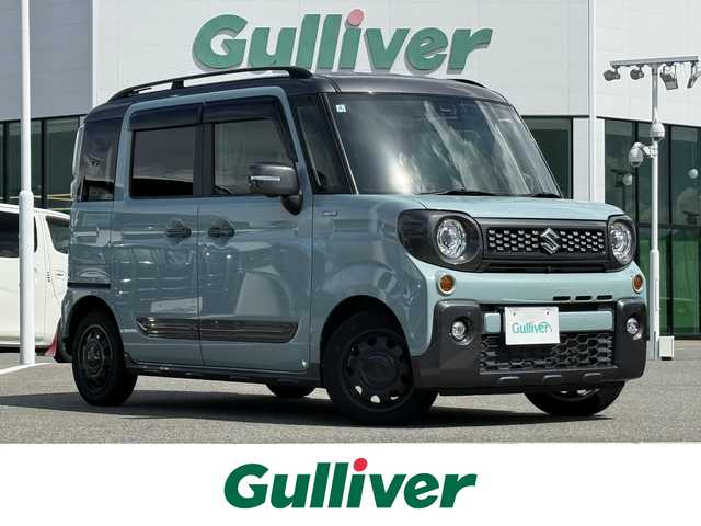 スズキ スペーシア ギア HYBRID XZターボ 佐賀県 2020(令2)年 5.8万km オフブルーメタリック/ガンメタリック2トーンルーフ 純正9型ナビゲーション「CN-RZ853」/・AM/FM/CD/DVD/フルセグ/BT//・アラウンドビューモニター/カラーヘッドアップディスプレイ/両側パワースライドドア/純正OPシートカバー/ステアリングリモコン/ビルトインETC/LEDヘッドライト/・オートマチックハイビーム/スマートキー/フロアマット/ドアバイザー/新車保証書/取扱説明書/スペアキー1本/スズキ セーフティサポート/・クルーズコントロール/・デュアルセンサーブレーキサポート/・誤発進抑制機能（前方・後方）/・車線逸脱警報機能/・車線逸脱抑制機能/・ふらつき警報機能/・先行車発進お知らせ機能/・標識認識機能/・後退時ブレーキサポート/・ESP（車両走行安定補助システム）/・ヒルホールドコントロール