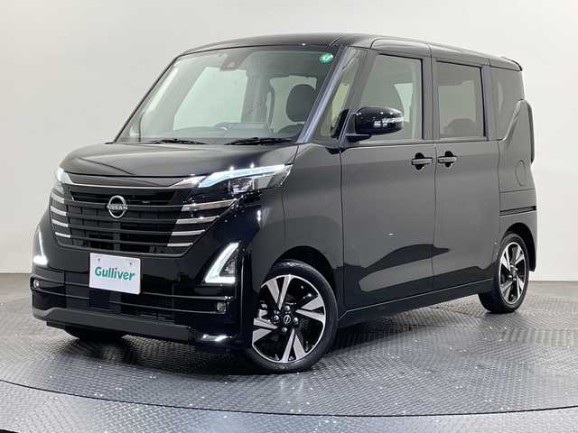 日産 ルークス HWS Gターボ プロパイロットED 愛媛県 2024(令6)年 0.4万km ブラック 純正9インチナビ/フルセグテレビ/Bluetooth/DVD/アラウンドビューモニター/両側パワースライドドア/エマージェンシーブレーキ/プロパイロット/レーンキープアシスト/オートライト/コーナーセンサー/LEDヘッドライト/ハーフレザーシート/ETC/スマートキー