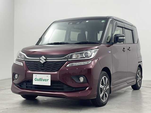 スズキ ソリオ バンディット HV MV 群馬県 2020(令2)年 4.2万km クラレットレッドメタリック/ブラック2トーンルーフ 純正８型ナビ　全周囲カメラ　両側電動スライドドア　パドルシフト　革巻きステアリング　前後ドラレコ　衝突被害軽減ブレーキ　レーンアシスト　クリアランスソナー　アダプティブクルーズコントロール　禁煙車