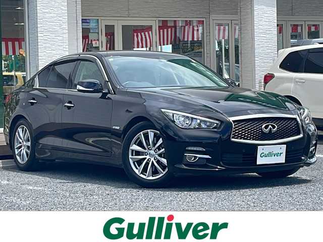 日産 スカイライン ハイブリッド 350GT Type P 千葉県 2016(平28)年 5.7万km スーパーブラック 黒革シート メーカーナビ 全方位カメラ レーダークルーズ ビルトインETC BT AUX 電動シート シートヒーター 右前メモリーパワーシート オートライト 前後センサー DRIVEMODE 17AW