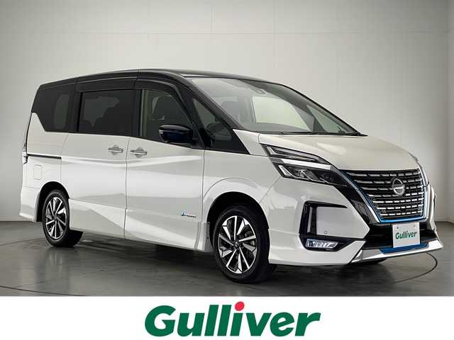 日産 セレナ e－パワー ハイウェイスター G 宮崎県 2019(令1)年 6.1万km ブリリアントホワイトパール 2トーン 禁煙車/エマージェンシーブレーキ/純正10型ナビTV/（CD/DVD/Blu-ray/Bluetooth/フルセグTV)/純正リアフリップダウンモニター/純正LEDオートライト/純正LEDフォグ/純正16インチアルミ/純正LEDデイライト付きフロントスポイラー/純正エアロ/純正ルーフエンドスポイラー/純正フロアマット/ハンズフリー両側電動スライドドア/プロパイロット/アラウンドビューモニター/ブラインドスポットモニター/スマートルームミラー/クリアランスソナー/撥水シート/前席シートヒーター/ステアリングヒーター/Wオートエアコン/インテリジェントキー/プッシュエンジンスタート/新車時保証書/取扱い説明書