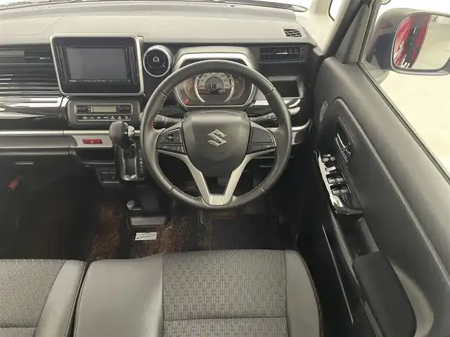 スズキ スペーシア カスタム HYBRID XS 兵庫県 2018(平30)年 5.8万km フェニックスレッドパール 社外SDナビ/（CD/DVD/SD/Bluetooth/フルセグTV）/・CN-5310D/バックカメラ/クリアランスソナー/LKA/横滑り防止装置/盗難防止装置/後方コーナーセンサー/プリクラッシュセーフティー/両側パワースライドドア/ハーフレザーシート/D席シートヒーター/ビルトインETC/LEDヘッドライト/LEDフォグランプ/オートライト/サーキュレーター/純正15インチアルミホイール/純正フロアマット/ドアバイザー/スマートキー/スペアキー1本/アイドリングストップ/ベンチシート