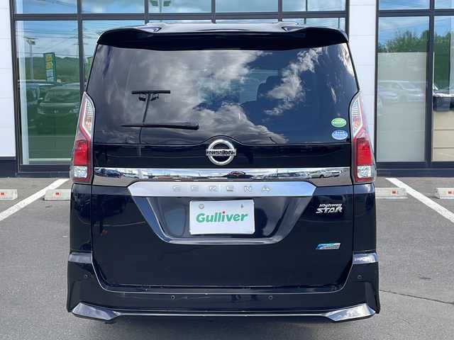 日産 セレナ ハイウェイスター Vセレクション 道東・釧路十勝 2018(平30)年 8.6万km ダイヤモンドブラック ・４WD/・純正9インチナビ/　（CD　DVD　AM　FM　BT　USB　AUX）/・純正フリップダウンモニター/・アラウンドビューモニター/・両側パワースライドドア/・ハンズフリーオートスライドドア/・クルーズコントロール/・エマージェンシーブレーキ/・前方ドライブレコーダー/・アイドリングストップ/・前後コーナーセンサー/・LEDライト/・サンシェード/・スマートキー/・プッシュスタート