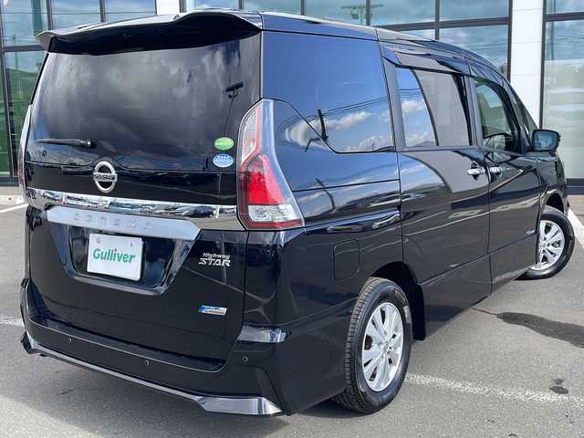 日産 セレナ ハイウェイスター Vセレクション 道東・釧路十勝 2018(平30)年 8.6万km ダイヤモンドブラック ・４WD/・純正9インチナビ/　（CD　DVD　AM　FM　BT　USB　AUX）/・純正フリップダウンモニター/・アラウンドビューモニター/・両側パワースライドドア/・ハンズフリーオートスライドドア/・クルーズコントロール/・エマージェンシーブレーキ/・前方ドライブレコーダー/・アイドリングストップ/・前後コーナーセンサー/・LEDライト/・サンシェード/・スマートキー/・プッシュスタート