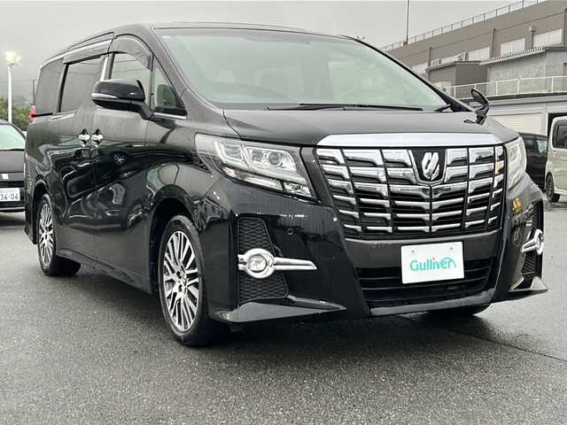 トヨタ アルファード S Cパッケージ 山梨県 2017(平29)年 6.9万km ブラック アルパインフリップダウンモニター/ツインムーンルーフ/アルパインナビ/　(CD/DVD/USB/SD/iPod/BT/フルセグ)/両側パワースライドドア/パワーバックドア/クルーズコントロール/LEDオートライト/LEDフォグランプ/ハーフレザーシート/メモリ付きパワーシート/純正18インチアルミホイール/コーナーセンサー/オットマン/純正フロアマット/ダブルオートエアコン/スマートキー/ビルトインETC