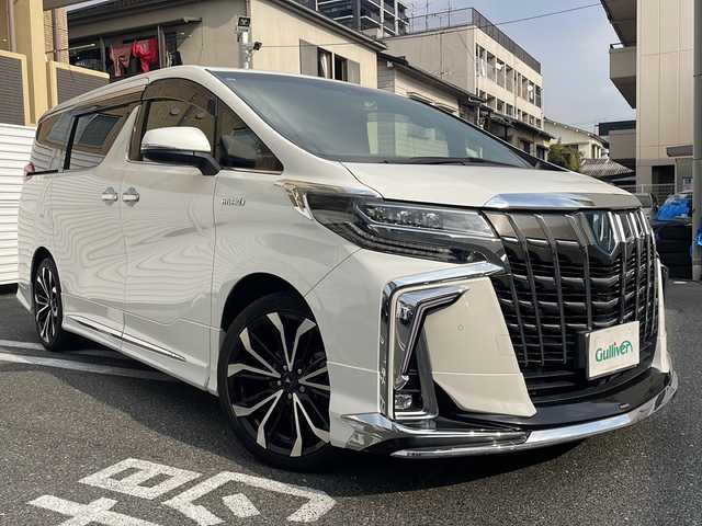 トヨタ アルファードハイブリット エグゼクティブ ラウンジ S 広島県 2019(令1)年 4.7万km ホワイトパールクリスタルシャイン /登録時走行距離/　　　　　　　46213キロ/4WD/メーカーナビ/パノラミックビューモニター/地デジ/JBLサウンドシステム/黒革シート/エアシート/PCS/純正フリップダウンモニター/モデリスタAW/nano/ビルトインETC/新車時整備手帳/　　【保証書】/取扱説明書/