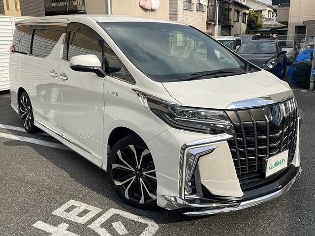トヨタ アルファードハイブリット エグゼクティブ ラウンジ S 広島県 2019(令1)年 4.7万km ホワイトパールクリスタルシャイン /登録時走行距離/　　　　　　　46213キロ/4WD/メーカーナビ/パノラミックビューモニター/地デジ/JBLサウンドシステム/黒革シート/エアシート/PCS/純正フリップダウンモニター/モデリスタAW/nano/ビルトインETC/新車時整備手帳/　　【保証書】/取扱説明書/