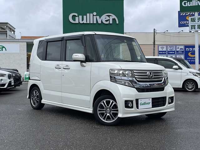 ホンダ Ｎ ＢＯＸ カスタム G Aパッケージ 石川県 2014(平26)年 4.7万km プレミアムホワイトパール シティブレーキアシスト/社外ナビTV/（AVIC-MRZ077/CD/DVD/Bluetooth/フルセグTV)/純正キセノンオートライト/純正フォグ/純正14インチアルミ/純正エアロ/純正フロアマット/左側電動スライドドア/オートエアコン/スマートキー/プッシュエンジンスタート