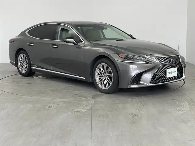 レクサス ＬＳ 500h Iパッケージ 愛知県 2017(平29)年 4.8万km マンガンラスター 三眼LEDヘッドライト/純正ナビ（フルセグ、CD、DVD、Bluetooth）/全方位カメラ/デジタルインナーミラー/BSM/シートヒーター、エアシート（D+N）/ハンドルヒーター/HUD/本革シート/パワーシート/パワーバックドア/ACC/衝突軽減ブレーキ/レーンキープアシスト/コーナーセンサー/オートハイビーム/オートライト/スマートキー/パドルシフト/フォグライト/純正19インチAW/純正フロアマット/横滑り防止装置