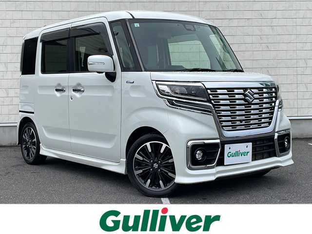 スズキ スペーシア カスタム HYBRID XS ターボ 栃木県 2019(平31)年 7.1万km ピュアホワイトP 純正SDナビ/・CN-RZ846/・Bluetooth CD DVD/・TV フルセグ/・アラウンドビューモニター/クルーズコントロール/両側パワースライドドア/純正ナビ連動ドライブレコーダー/ETC/ヘッドアップディスプレイ/パドルシフト/リアサンシェード/ハーフレザーシート/純正15インチアルミホイール/衝突被害軽減システム/コーナーセンサー/オートライト/LEDヘッドライト