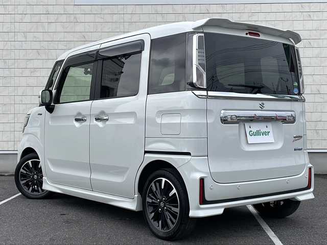 スズキ スペーシア カスタム HYBRID XS ターボ 栃木県 2019(平31)年 7.1万km ピュアホワイトP 純正SDナビ/・CN-RZ846/・Bluetooth CD DVD/・TV フルセグ/・アラウンドビューモニター/クルーズコントロール/両側パワースライドドア/純正ナビ連動ドライブレコーダー/ETC/ヘッドアップディスプレイ/パドルシフト/リアサンシェード/ハーフレザーシート/純正15インチアルミホイール/衝突被害軽減システム/コーナーセンサー/オートライト/LEDヘッドライト