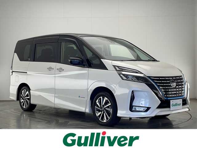 日産 セレナ e－パワー ハイウェイスター V 宮崎県 2020(令2)年 5.9万km ブリリアントホワイトパール 2トーン 禁煙車/プロパイロット/・電動パーキングブレーキ/オートブレーキホールド/・ステアリングスイッチ/純正11インチフリップダウンモニター/純正10インチナビ/（CD/DVD/BD/フルセグ/BT/SD/MSV/USB/HDMI）/純正ビルトインETC2.0/純正ドライブレコーダー（DJ4-D）/社外GPSレーダー探知機/インテリジェントアラウンドビューモニター/ハンズフリー両側パワースライドドア/エマージェンシーブレーキ/踏み間違い防止機能（前後）/車線逸脱警報/オートハイビーム/LEDヘッドライト/フォグランプ/リアオートエアコン/リアロールシェード/シートバックテーブル（セカンド/サード）/充電用USBポート（タイプA）5口/純正16インチアルミホイール/純正フロアマット/純正ドアバイザー