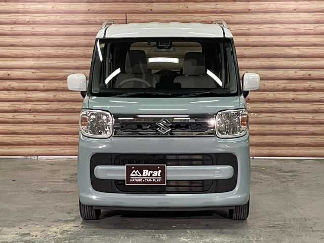 スズキ スペーシア HYBRID X 福島県 2018(平30)年 4.2万km オフブルーメタリック/ホワイト2トーン AIS検査済み/【2504013385】/ルーフレール/オートライト/両側パワスラ/純正フロアマット/スマートキー/USB入力端子/Bluetooth接続/フルセグ/ETC(通常）/シートヒーター/Wエアコン/AAC/コーナーセンサー/盗難防止装置/レーンキープアシスト/横滑り防止/衝突被害軽減ブレーキ/ABS/アイドリングストップ/14AW WEDS ネオキャロ(社外）/NANKANG RX615 WSW（社外）/サイドデカール（純正）/社外パーツ取付有