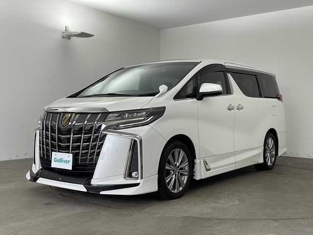 トヨタ アルファード S タイプゴールド 兵庫県 2020(令2)年 6.4万km ホワイトパールクリスタルシャイン ・サンルーフ/・純正9型ナビ＆フルセグ＆BT＆USB＆DVD/・純正12.1型フリップダウンモニター/・バックカメラ/・TRDエアロ/・両側パワースライドドア/・パワーバックドア/・デジタルインナーミラー/・トヨタセーフティーセンス/・プリクラッシュセーフティ/・レーントレーシングアシスト/・レーダークルーズコントロール/・ロードサインアシスト/・先行車発進告知機能/・アダクティブハイビームアシスト/・ブラインドスポットモニター/・クリアランスソナー/・BSM/・ドライブスタートコントロール/・3眼LEDライト/・フォグランプ/・電動パーキング/・ブレーキホールド/・ステアリングリモコン/・ハーフレザーシート/・2列目オットマン/・スマートキー/・プッシュスタート/・ビルトインETC2.0