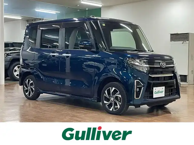 ダイハツ タント カスタム X セレクション 道央・札幌 2020(令2)年 3.5万km レーザーブルークリスタルシャイン ワンオーナー/4WD/社外SDナビ/フルセグTV/CD/DVD/Bluetooth/衝突軽減ブレーキ/横滑り防止/アイドリングストップ/シートヒーター（D/N）/両側パワスラ/オートマチックハイビーム/オートライト/LEDヘッドライト/フォグランプ/ハーフレザーシート/ETC/スマートキー×2/社外エンジンスターター/スタッドレスセット積込み/　155/65/14　2022年製　5mm/保証書/取扱説明書