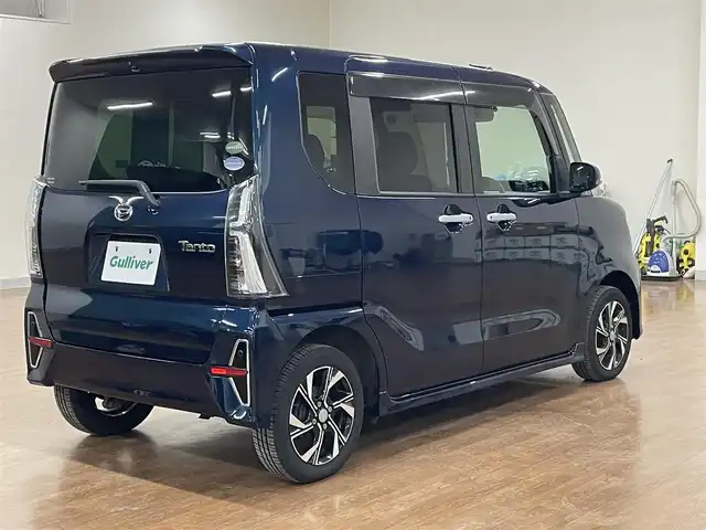 ダイハツ タント カスタム X セレクション 道央・札幌 2020(令2)年 3.5万km レーザーブルークリスタルシャイン ワンオーナー/4WD/社外SDナビ/フルセグTV/CD/DVD/Bluetooth/衝突軽減ブレーキ/横滑り防止/アイドリングストップ/シートヒーター（D/N）/両側パワスラ/オートマチックハイビーム/オートライト/LEDヘッドライト/フォグランプ/ハーフレザーシート/ETC/スマートキー×2/社外エンジンスターター/スタッドレスセット積込み/　155/65/14　2022年製　5mm/保証書/取扱説明書