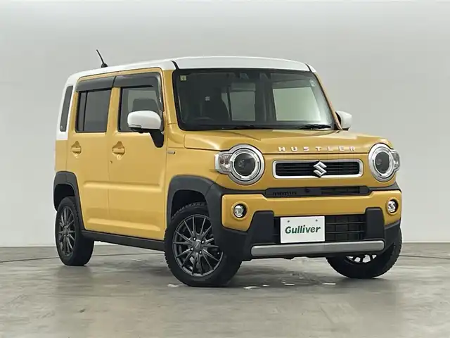 スズキ ハスラー HYBRID X ターボ 福島県 2020(令2)年 3.4万km アクティブイエロー/ホワイト2トーンルーフ 純正ナビゲーション/【CD/DVD/Bluetooth/フルセグTV】/・全方位/・ETC/衝突軽減ブレーキ/レーンキープアシスト/アダプティブクルーズコントロール/クリアランスソナー/運転席＋助手席シートヒーター/革巻きステアリング/・ステアリングスイッチ/・パドルシフト/ターボ/LEDヘッドライト/・オートライト/・フロントフォグライト/・ヘッドライトレベライザー/電動格納ミラー/ABS/横滑り防止装置/盗難防止装置/プッシュスタート/・スマートキー/・スペアキー