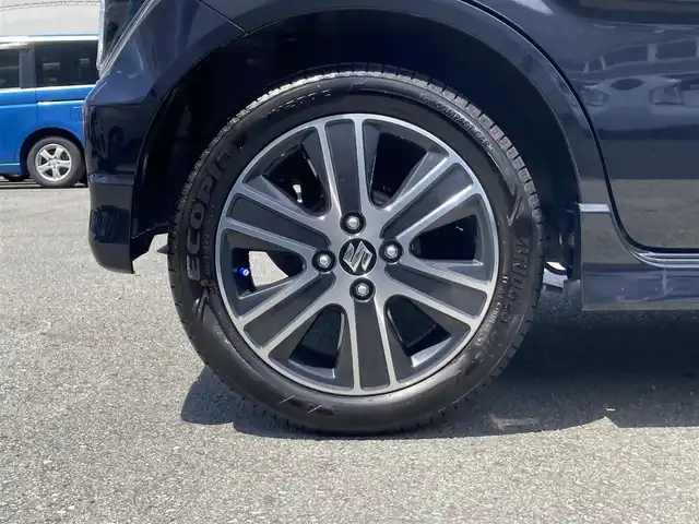 スズキ ワゴンＲ スティングレー HYBRID T 静岡県 2017(平29)年 3.2万km ブルーイッシュブラックパール3 デュアルセンサーブレーキサポート/純正8インチナビ(CN-RZ83)/　AM FM CD DVD Bluetooth SD/LEDオートヘッドランプ/シートヒーター(運転席)/クルーズコントロール/純正15インチアルミホイール/ヘッドアップディスプレイ/パドルシフト/スマートキー2本/アイドリングストップ/ワンオーナー/ビルトインETC/アラウンドビューモニター